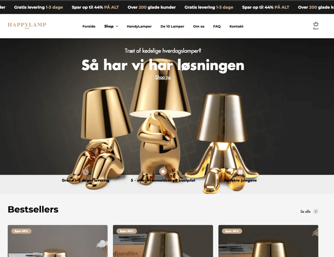 Veletableret webshop - salg af unikke lamper