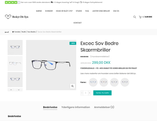 beskytditsyn.dk - Unik webshop med blå lys briller | Stort marked som er ved at boome 