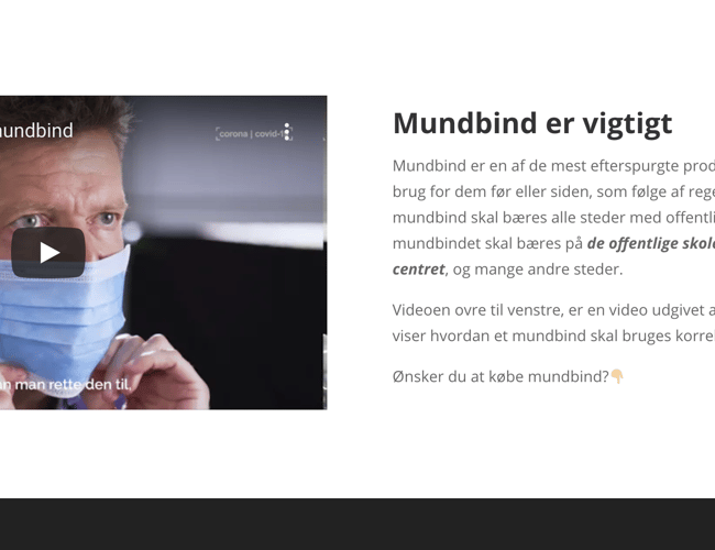 Køreklar og optimeret mundbind webshop lavet i WooCommerce