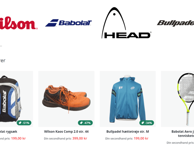 Køreklar webshop med secondhand tennisudstyr