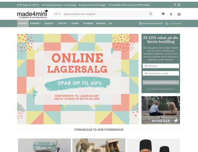 made4mini.dk - Veldrevet webshop med stort potentiale - Børnelegetøj, udstyr og gaver 