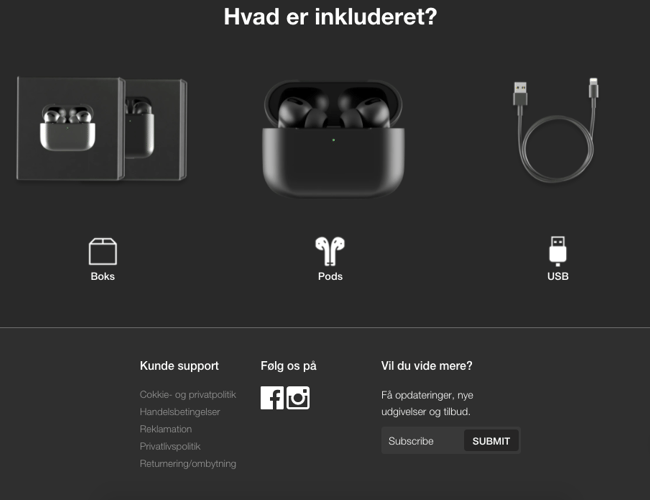 Unik dropshipping side med salg af branded høretelefoner. 