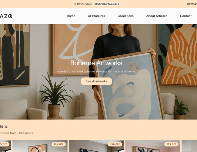 Sælg lærredstryk on demand - Artikazo.com