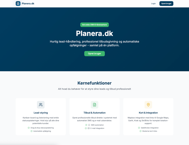 Leadværktøj til håndværkere og servicefolk. Klar til launch, fuld af automatik og med stor skalérbarhed.