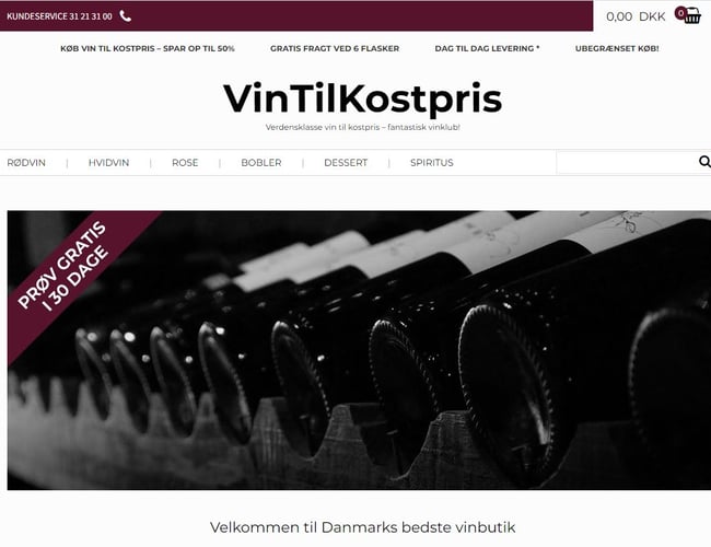 Velfungerende Vin webshop sælges