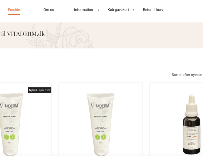 Webshop med varemærkeregistreret hudplejecreme inkl. varelager