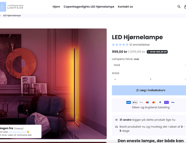 CopenhagenLights.dk - Webshop med unik LED-lampe 