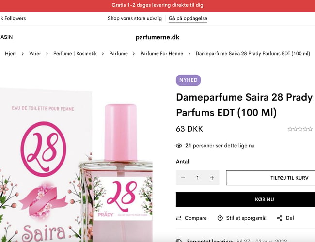 Dropshipping webshop (alt opsat) - Parfumerne.dk