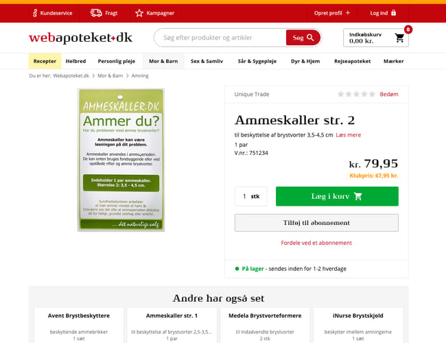 Produkt til ammende kvinder - Aftaler med landets apoteker - Har omsat 5-10.000 kr. i år. 