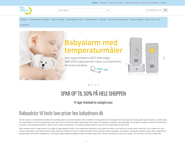 Baby Webshop med varelager - Rygsække, babyalarmer, badelegetøj, legetøj og MEGET mere.