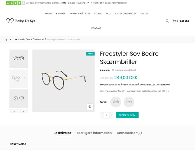 beskytditsyn.dk - Unik webshop med blå lys briller | Stort marked som er ved at boome 