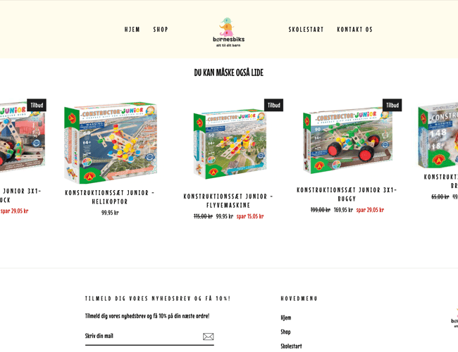 Køreklar webshop BØRNESBIKS.DK - Lejetøj og diverse til børn, perfekt til skolestart!