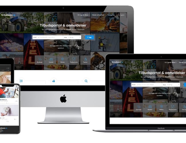 Hjemmeside, 3 tilbud med ca 35000 firmaer