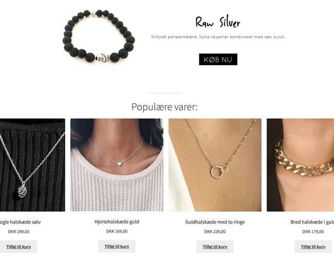 necklace.dk - Færdig køreklar opsat webshop med salg af smykker med høj avance