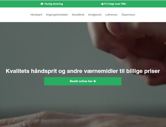 Håndspritlageret.dk | Stabil månedlig omsætning på 400.000 | 50% Avance | Adhoc lager