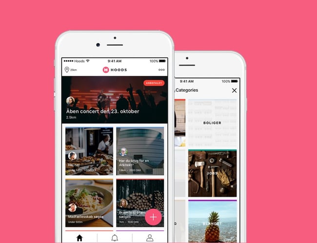 Hoods app - App med opslag og udnyttelse af lokale ressourcer fra dit nabolag.