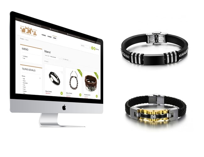 Webshop med ure og smykker - 100% køreklar med betalingskort - Varelager på 50.000 DKK medfølger