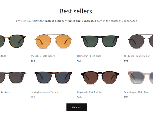 Etableret solbrillevirksomhed med webshop til salg