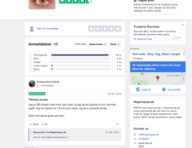 Webshop med farvede kontaktlinser uden styrke - Organisk salg med årlig overskud på 24.000 kr. - Siden 2011