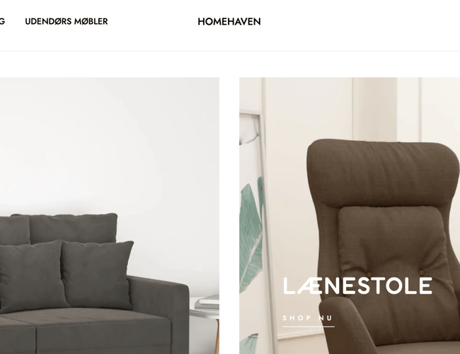 Fuldt opsat webshop  –  HomeHaven.dk med stort sortiment og dropshipping integration!