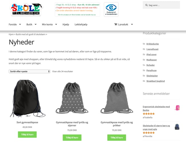 Skoletilbehoer.dk - Velkørende webshop med skoleting. - Omsætning i 2018: 503.830 kr.