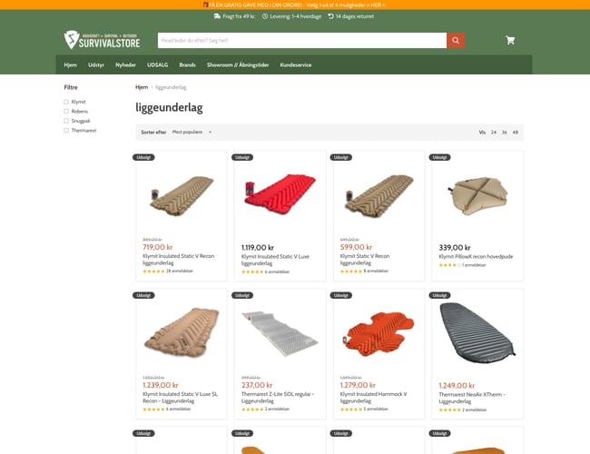 5 år gammel webshop med outdoor udstyr sælges - 2.8 mio i omsætning 2019