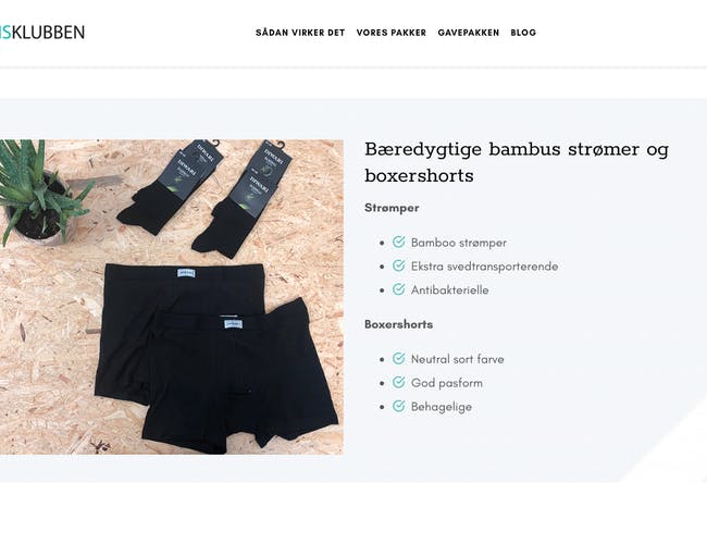 Abonnements virksomhed med Boxershorts og bambus strømper, med aktive kunder