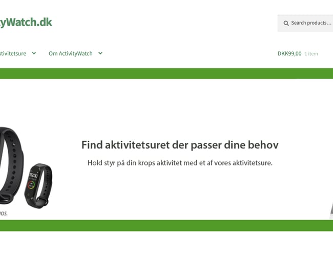 Webshop med salg af aktivitetsure
