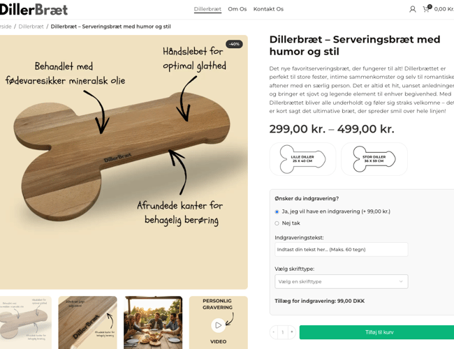 Færdigt e-commerce-koncept med stærk identitet – Dillerbræt.dk