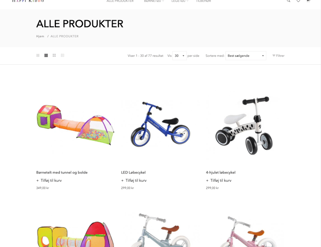 HappiKiddo.dk - Køreklar webshop til børne- og legetøj