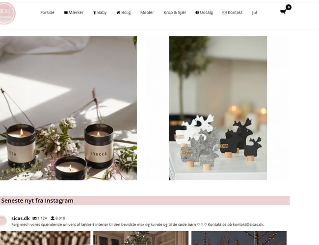 sicas.dk - Fuld integreret webshop vækst med et univers af interiør til mødre og børn