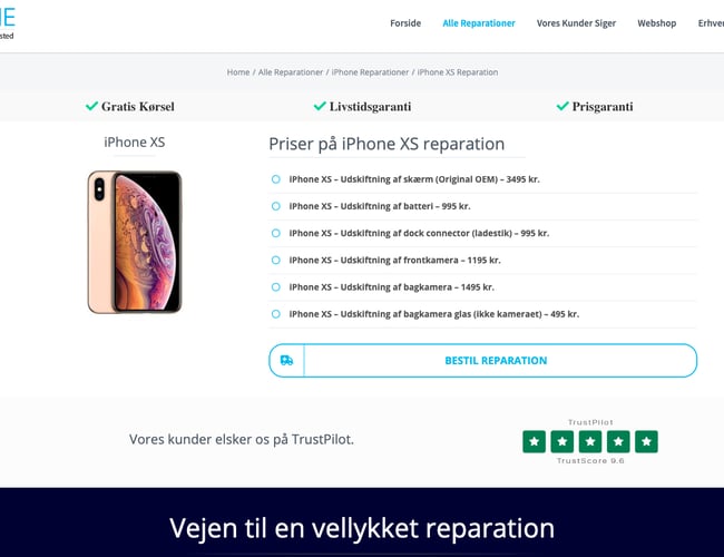 Fastphone.dk - Ny form for reparations service + mindre webshop del. - Omsat for over 100.000kr. på 2-3 måneder.