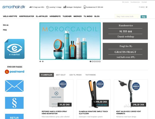 smarthair.dk - Etableret hårpleje-webshop med stor kendskabsgrad kan købes