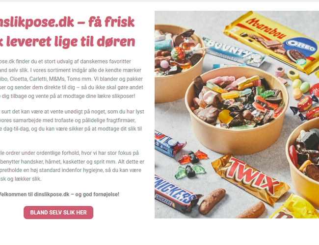 Salg af online bland selv slik forretning