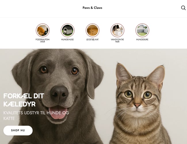 Webshop med salg af produkter til hunde og katte 