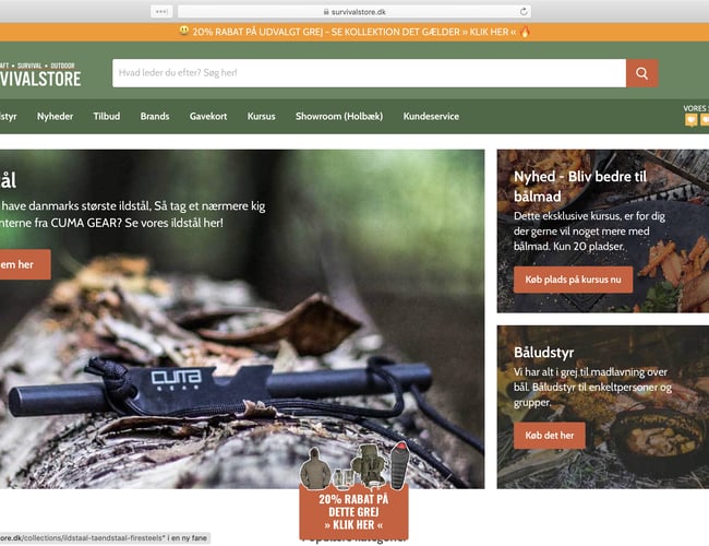 5 år gammel webshop med outdoor udstyr sælges - 2.8 mio i omsætning 2019