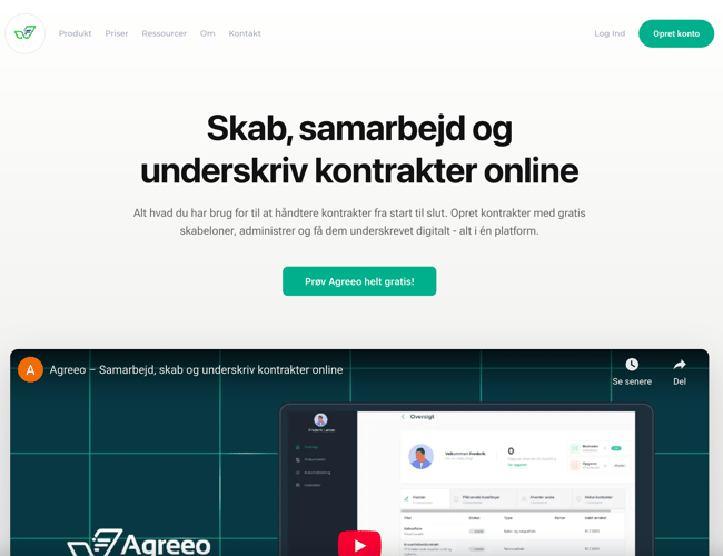 Agreeo.io – Komplet platform til digitale kontrakter, samarbejde og e-signering