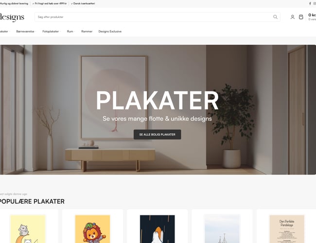 Webshop med plakater og et godt domæne