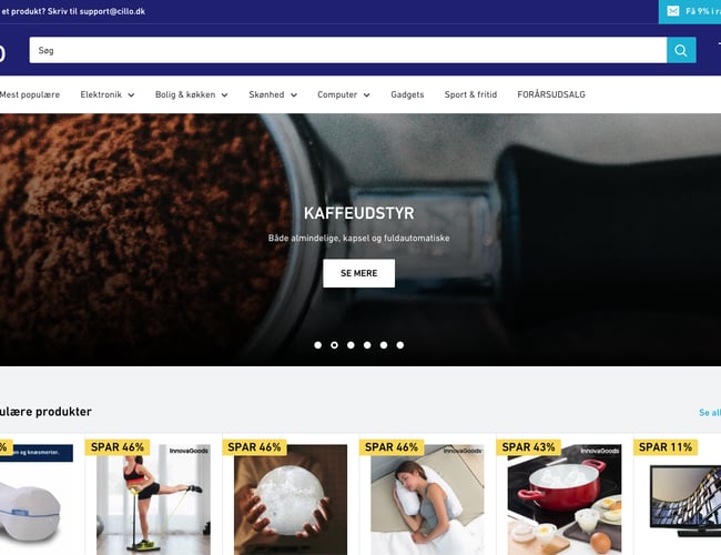 Cillo.dk - Dropshipping webshop med omsætning og stort udvalg af produkter - min. 40% i DB.