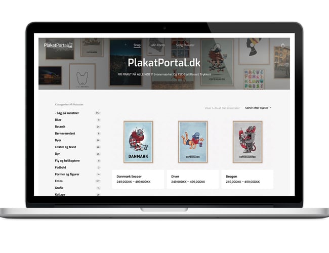 Unik plakatportal for designere og fotografer, der er et stort udviklingspotentiale