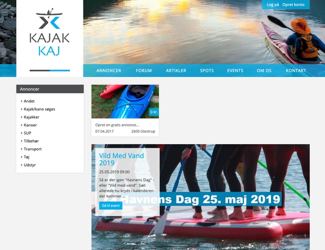 Kajakkaj.dk - Maritime portaler (kajak og lystbåde) sælges