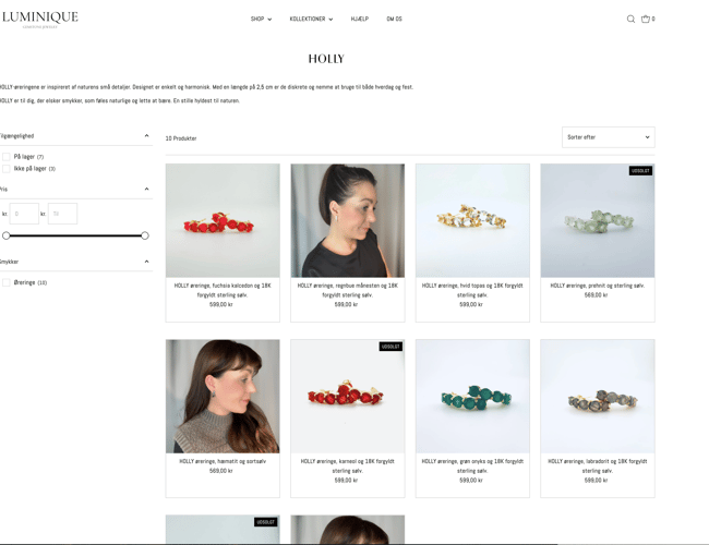 Eksklusiv webshop smykkebutik til salg – LUMINIQUE