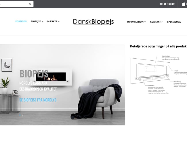 danskbiopejs.dk - Aktiv webshop med dropshipping biopejse