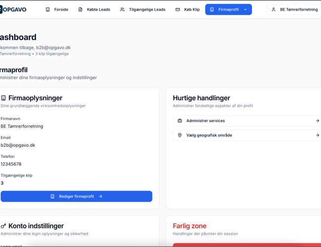 Lead-platform til håndværkere med automatisk matching