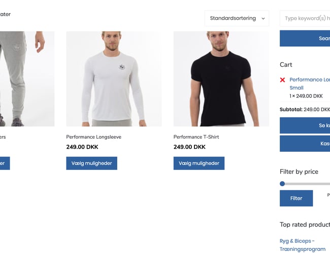 Fitness webshop med tøj mærke og træningsprogrammer - Varelager på 35.000 kr. 