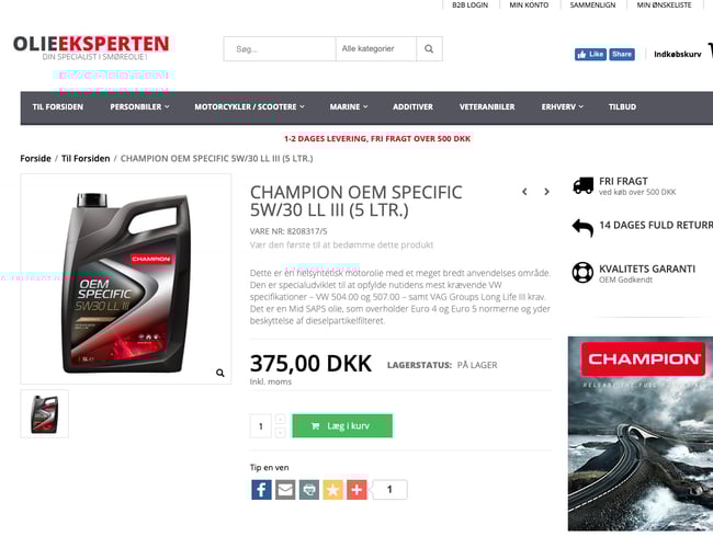 Olieeksperten.dk - Webshop med smøreolie produkter i Danmark til salg