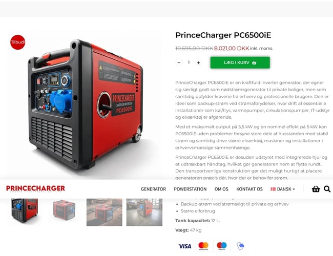 Nødstrøms/ generator virksomheden PrinceCharger sælges 