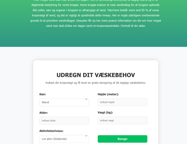 Salg af SEO-optimeret sundheds- og fitnessblog med BMI-, kalorie- og vandindtagsberegnere.