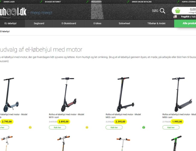 Freewheel.dk - Webshop med salg inden for el-løbehjul, Segway, m.fl.