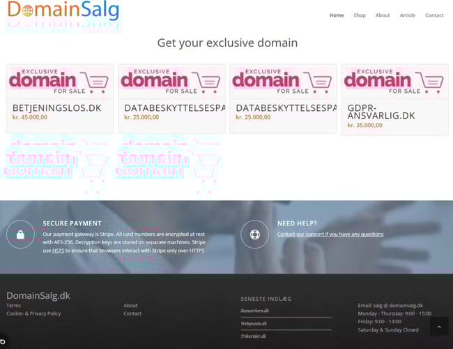 Danmarks største domæne site sælges - Salg af unikke domæner 